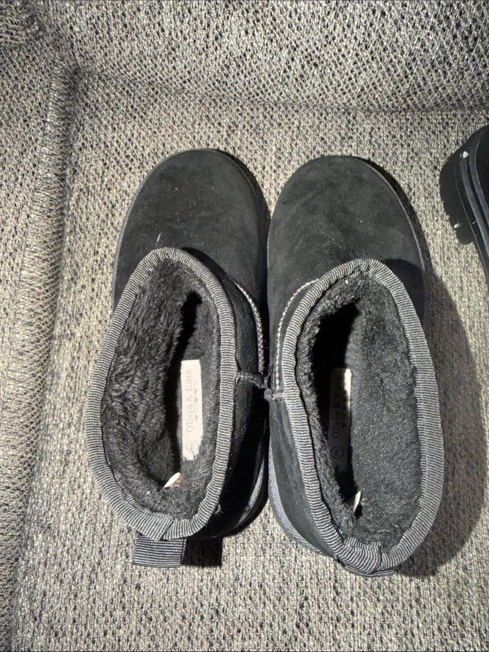 Black Platform Suede Slip-On Booties + Black Leather Star Ankle Boots - 2 Pairs